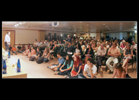 A crowded room at the inauguration of "Meetings with Science"