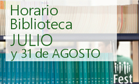 Horario de la Biblioteca durante el mes de julio y 31 de agosto