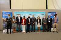 Organizadores y representantes institucionales, en la inauguración